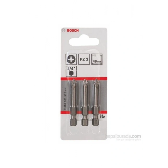 Bosch - 3Lü Paket - Ekstra Sert Seri Vidalama Ucu - Pz 1, 49 Mm