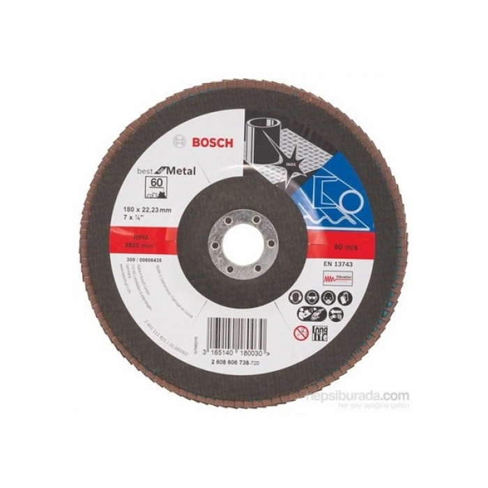 Bosch - Flap Zımpara Diski - 180 Mm, 22,23 Mm, 60 Kum