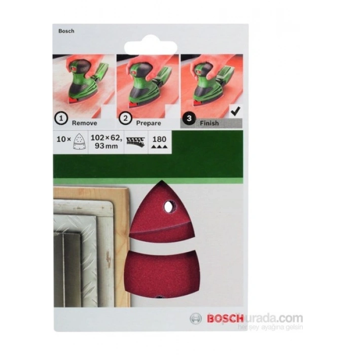 Bosch - Multi Zımpara Kağıdı 10Lu, 102 X 62/93 Mm 180 Kum 11 Delik