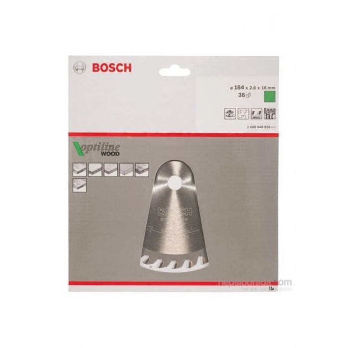 Bosch - Optiline Serisi Ahşap İçin Daire Testere Bıçağı - 184 X 16 X 2,6 Mm, 36 Diş