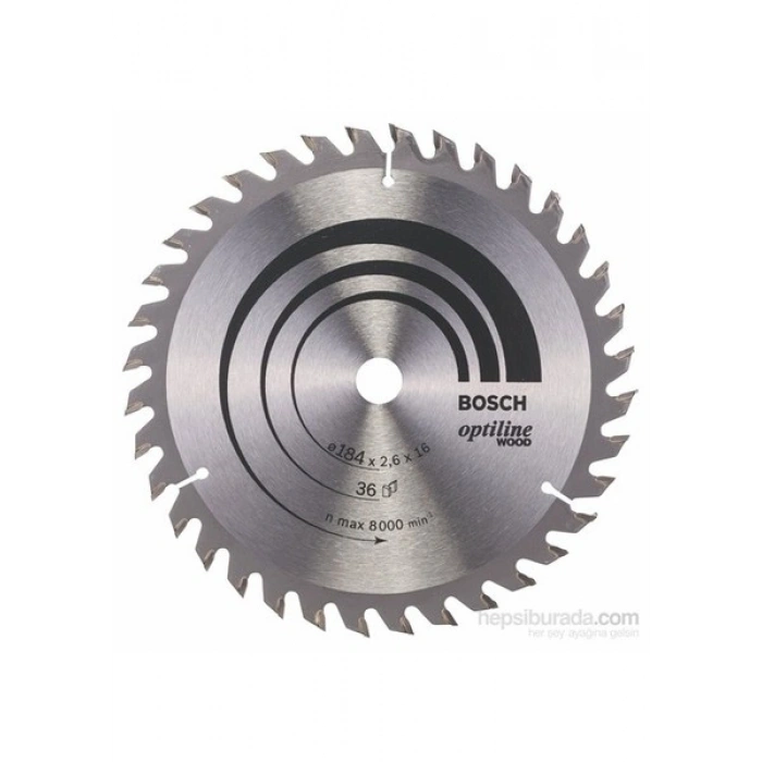 Bosch - Optiline Serisi Ahşap İçin Daire Testere Bıçağı - 184 X 16 X 2,6 Mm, 36 Diş