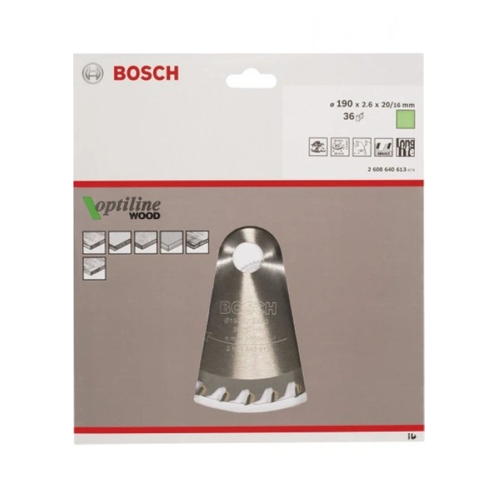Bosch - Optiline Serisi Ahşap için Daire Testere Bıçağı 190*20/16 mm 36 Diş