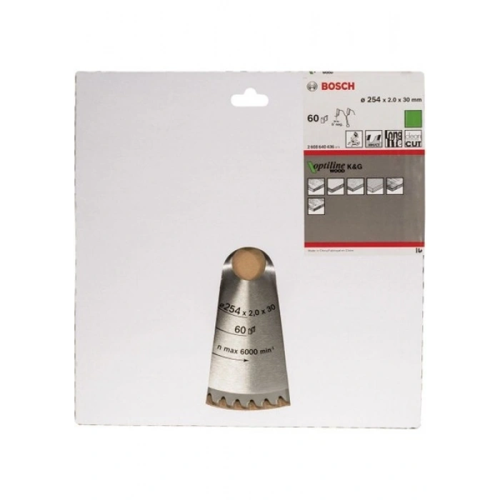 Bosch - Optiline Serisi Ahşap İçin Daire Testere Bıçağı - 254 X 30 X 2,0 Mm, 60 Diş