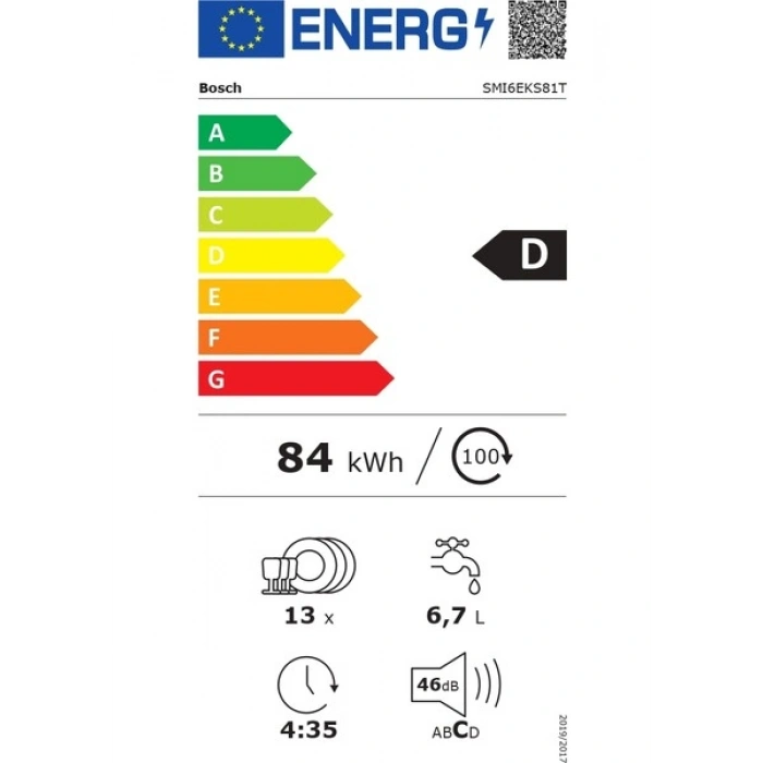 Bosch SMI6EKS81T Serie 6 Yarı Ankastre Bulaşık Makinesi