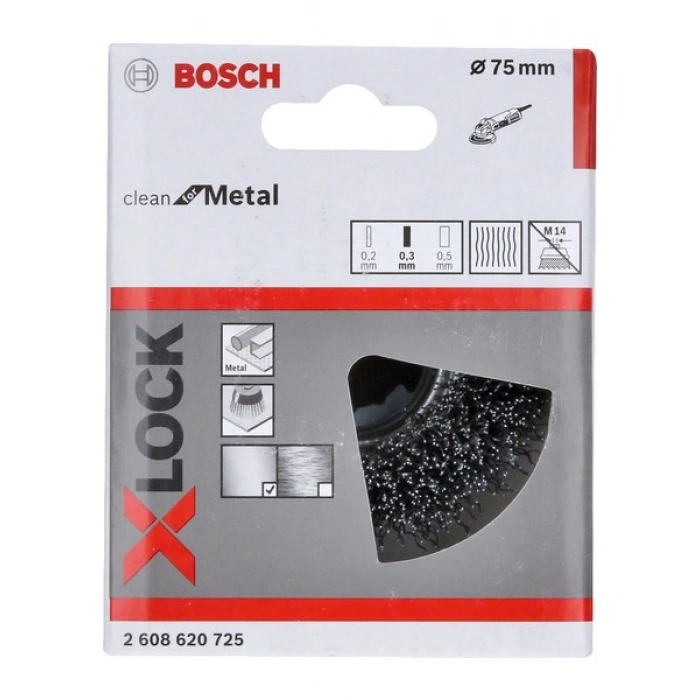 Bosch - X-Lock - Clean Serisi Metal Için Saçaklı Tel Fırça 75*0,3 mm