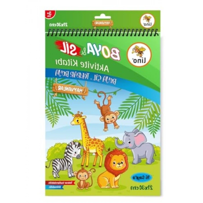 Boya Sil Aktivite Kitabı - Hayvanlar Temalı, A4 Ebat