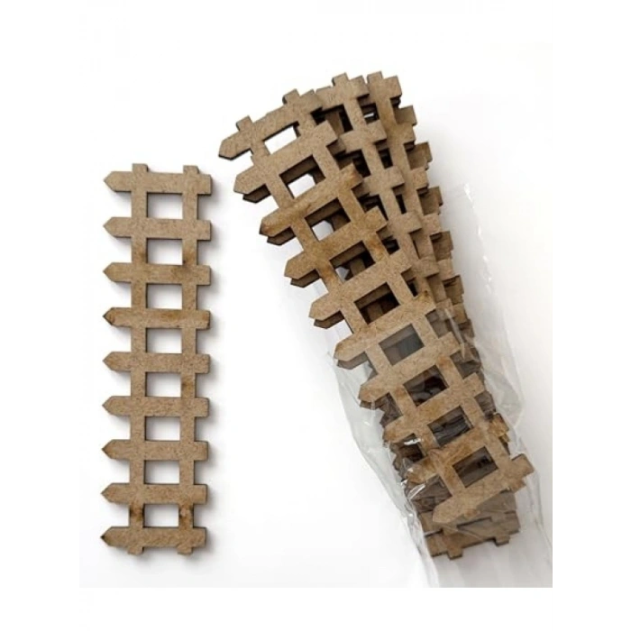 Boyanabilir Ahşap Maket Çit Seti (10 Adet, 13x4 cm)