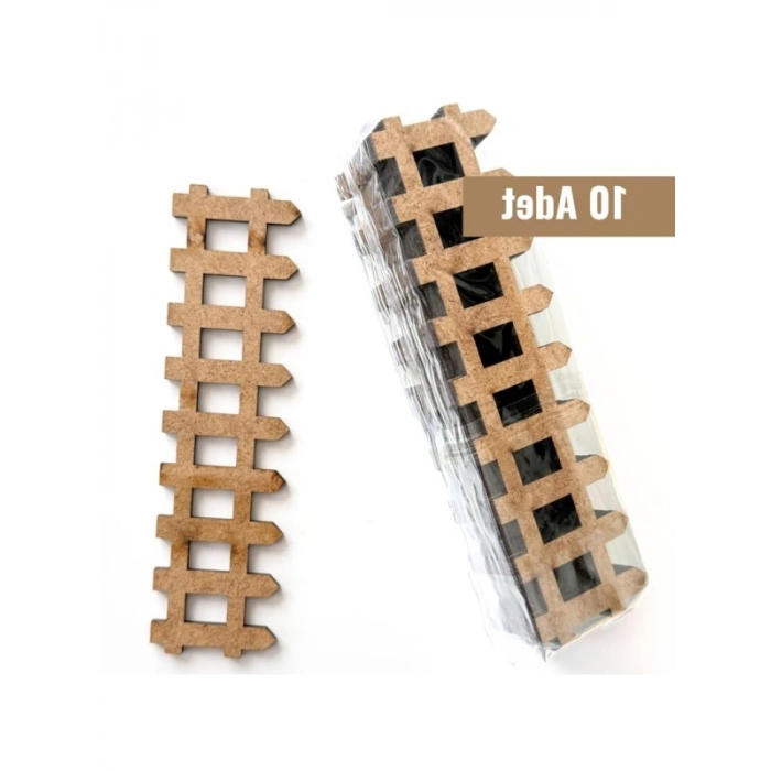 Boyanabilir Ahşap Maket Çit Seti (10 Adet, 13x4 cm)