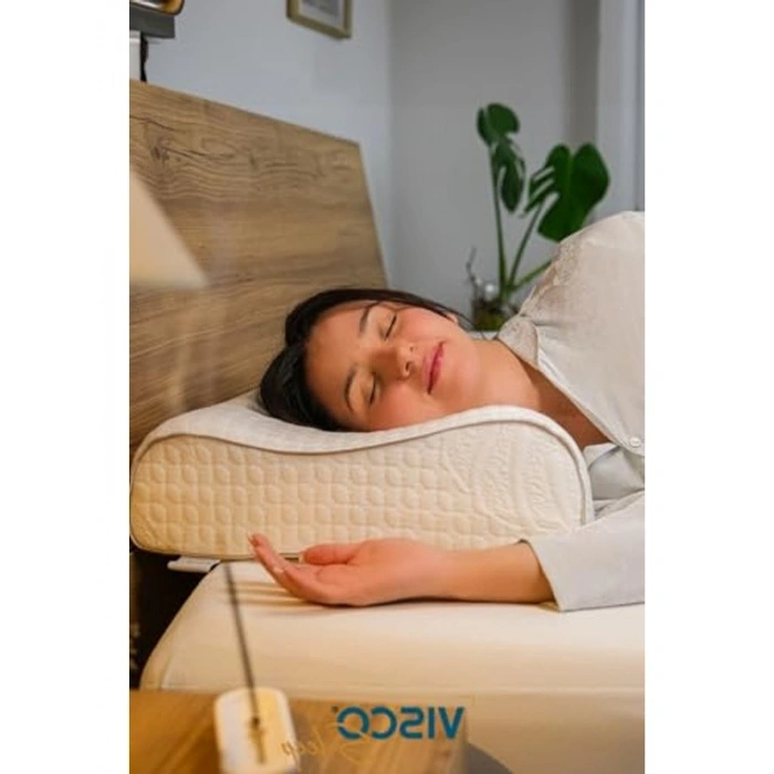 Boyun Destekli Ortopedik Visko Yastık, 60x40x14-12 cm