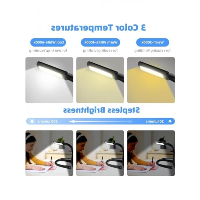 Boyun Lambası, 3 Renk Parlaklık Ayarı, Hafif ve Esnek Tasarım