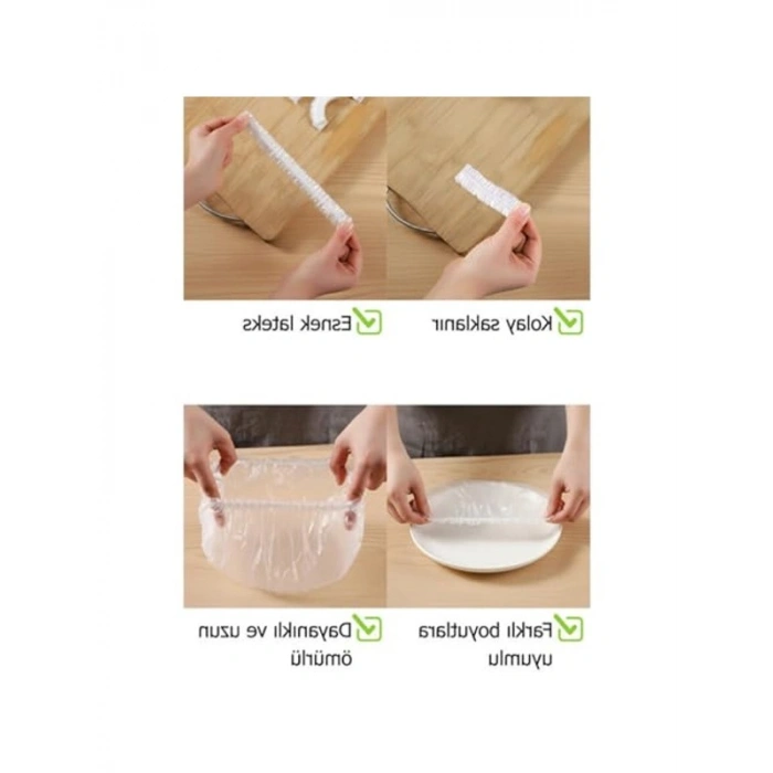 BPA FREE Streç Tabak Bonesi, 100 Adet ile Gıda Koruma için Uygun