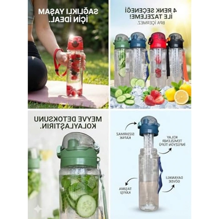 BPA İçermeyen 700 ML Kapasiteli Isıya Dayanıklı Matara, 4 Renk