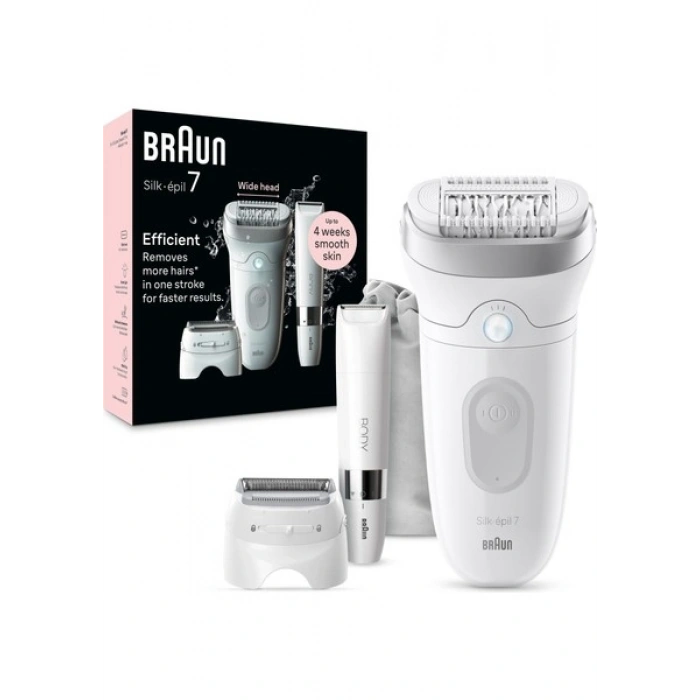 Braun Silk-Épil 7 7-441 Epilatör Islak Kuru Kullanım Kablosuz Şarjlı Yıkanabilir Başlık