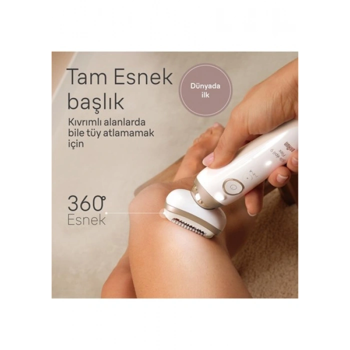 Braun Silk-Épil 9 Flex 9-030 3D Epilatör - Islak ve Kuru Kullanım, 40 Cımbız, Kablosuz, Aydınlatmalı, Şarj Edilebilir