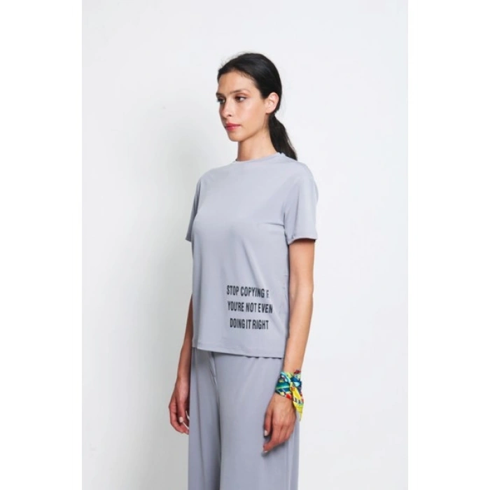 Brav BRV-004 Gri Kadın Tshirt