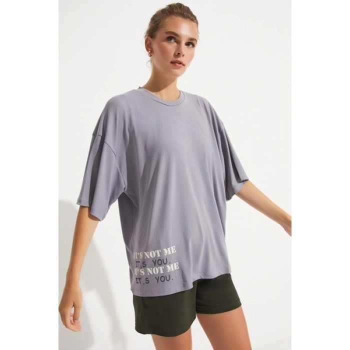 Brav BRV-024 Antrasit Kadın Tshirt