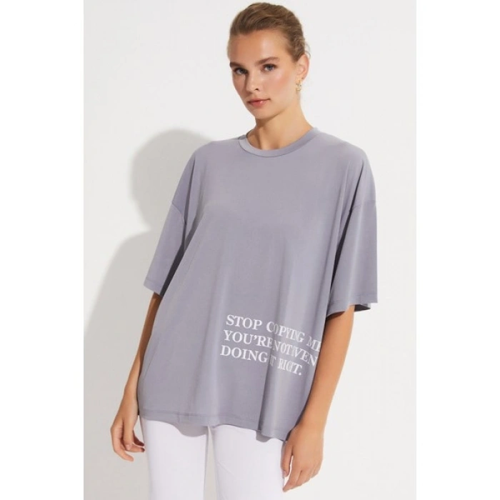 Brav BRV-029 Gri Kadın Tshirt