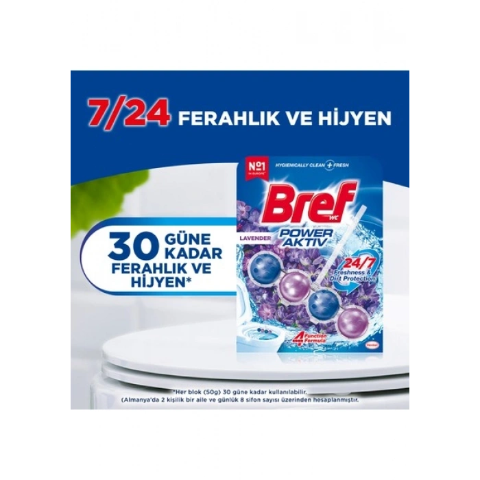 Bref Wc Power Aktiv Duopack Katı Tuvalet Bloğu Lavanta 2li