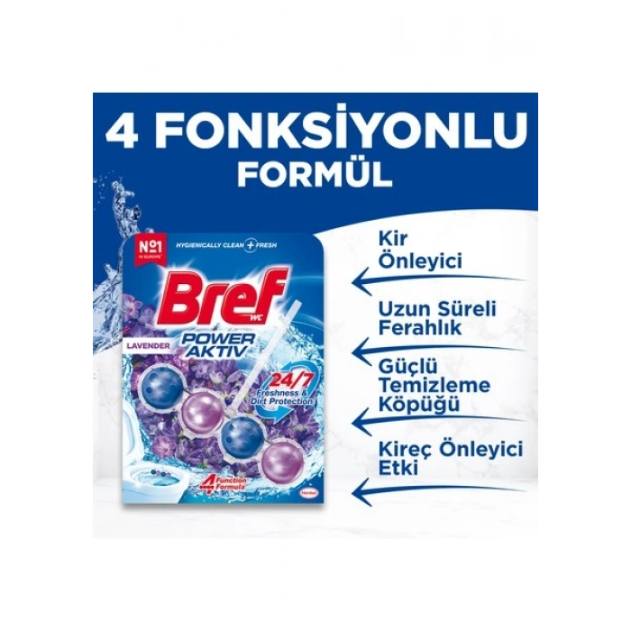 Bref Wc Power Aktiv Duopack Katı Tuvalet Bloğu Lavanta 3lü