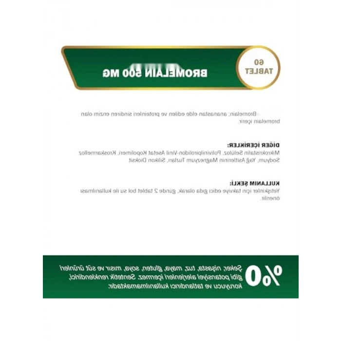 Bromelain Takviye Edici Gıda, 500 mg, 60 Tablet