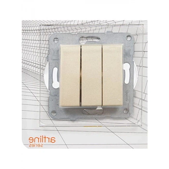 Bronz Mekanizma ve Düğme Kapak - Üçlü Anahtar