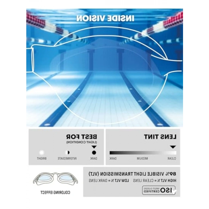 Buğulanmayan Camlı Unisex Yüzücü Gözlüğü