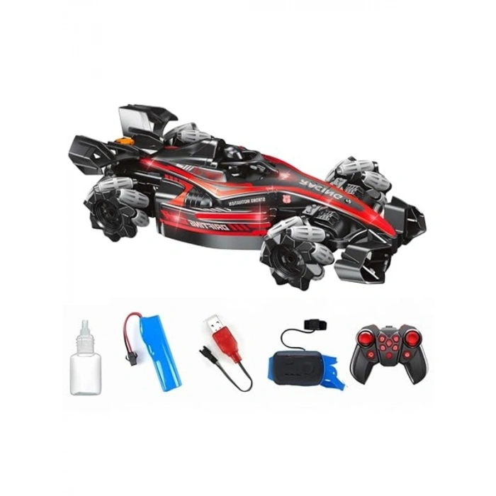 Buhar atan 360° dönebilir formula 1 yarış arabası, kırmızı