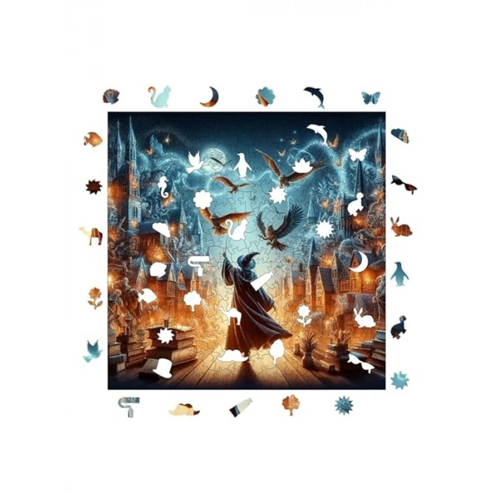 Büyücü Temalı Ahşap Puzzle, 353 Parça ve Yapıştırıcı