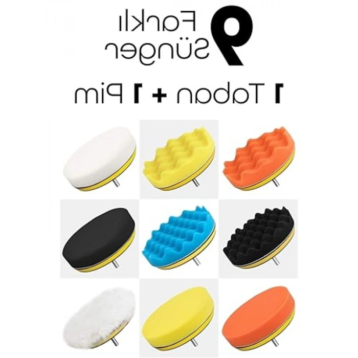 Büyük Boy 150mm Pasta Cila Süngeri Seti - 11 Parça Matkap Uyumlu