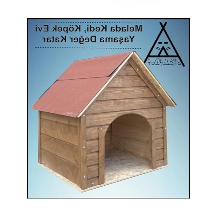 Büyük Boy Ahşap Ceviz Renkli Köpek Kulübesi - 100x100x78 cm
