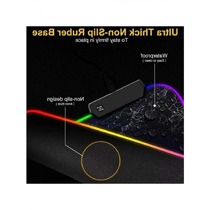 RGB Aydınlatmalı Büyük Oyuncu Mousepad, Dünya Haritası Desenli 80x30 cm