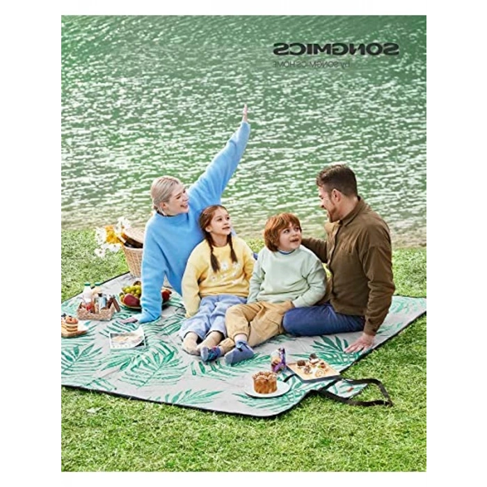 Büyük Piknik Örtüsü, 200 x 200 cm, Su Geçirmez ve Katlanabilir Gri Renk