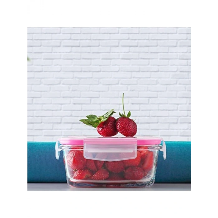 Büyük Tekli Cam Saklama Kabı, Pembe