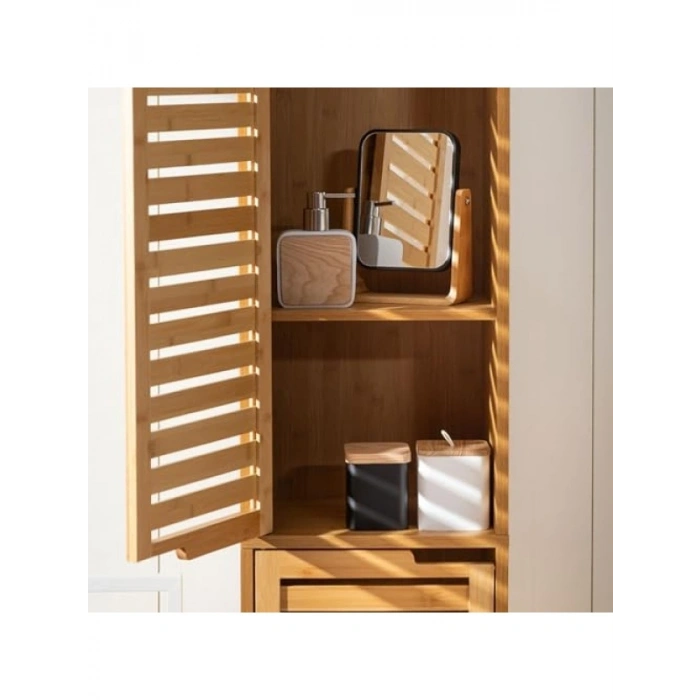 Büyüteçli Ayna, 16 x 5.8 x 21.8 cm, Boho Bambu Tasarım