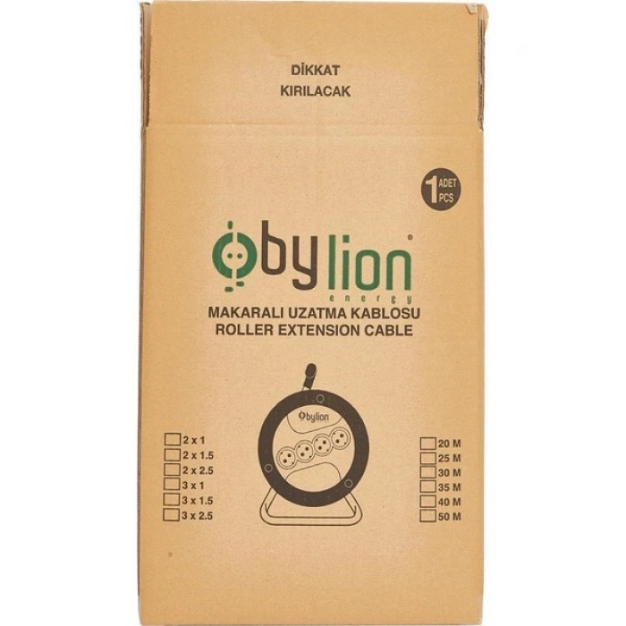 Bylion 20 Metre 3X1,5 mm Seyyar Makaralı Uzatma Kablosu