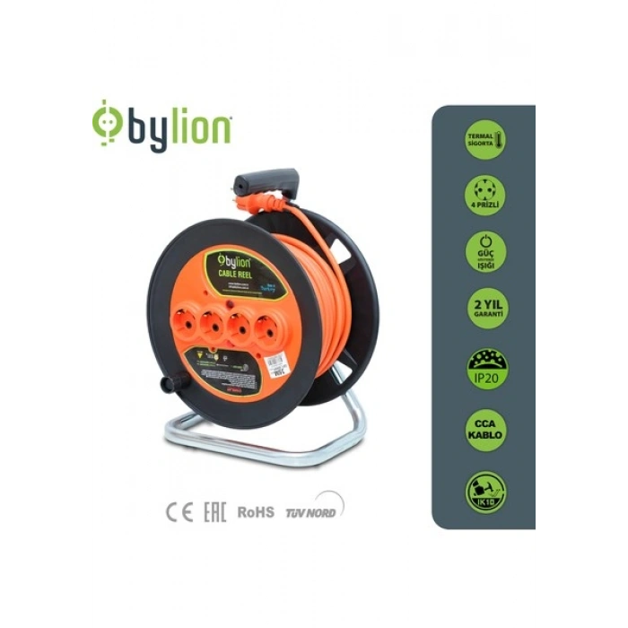 Bylion Makaralı Seyyar Uzatma Kablosu 3*2.5Mm² 20 Mt.
