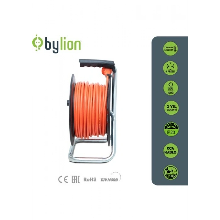 Bylion Makaralı Seyyar Uzatma Kablosu 3*2.5Mm² 20 Mt.