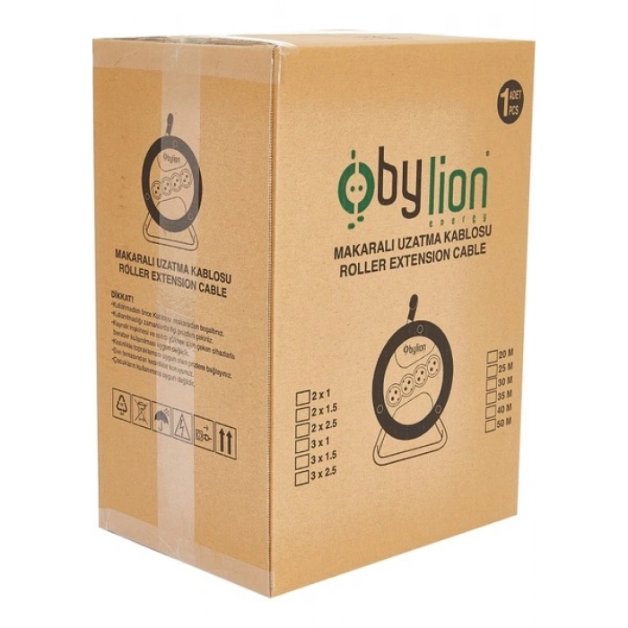 Bylion Makaralı Seyyar Uzatma Kablosu 3 x 1.5 mm² 20 m Turuncu
