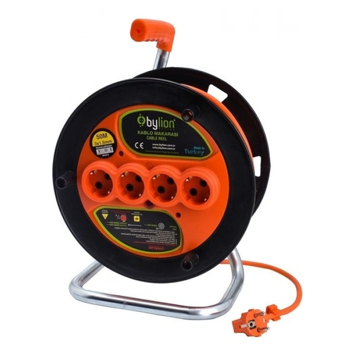 Bylion MK5015 4 Soketli 3x1.5mm 50 Metre Makaralı Kablo