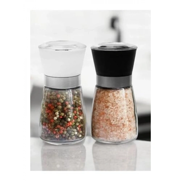 Cam Gövdeli Kapaklı Baharat Öğütücüsü Seti (2 Adet)