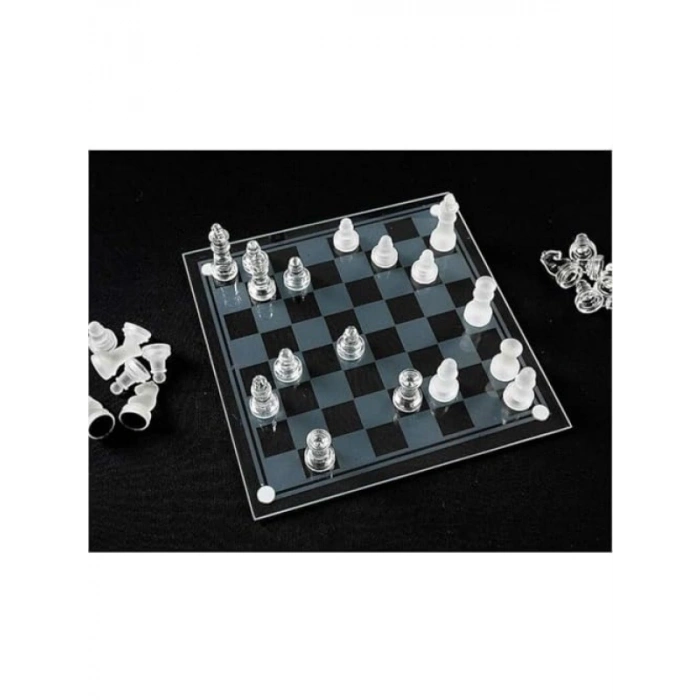 Cam Satranç Takımı - Dekoratif ve Şık Hediyelik (30x30 cm)
