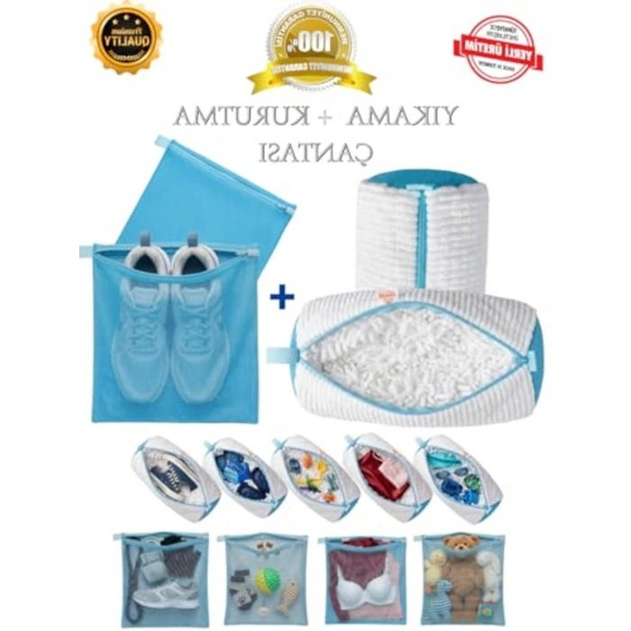 Çamaşır Yıkama Çantası ve Kurutma Filesi, 2si 1 Arada