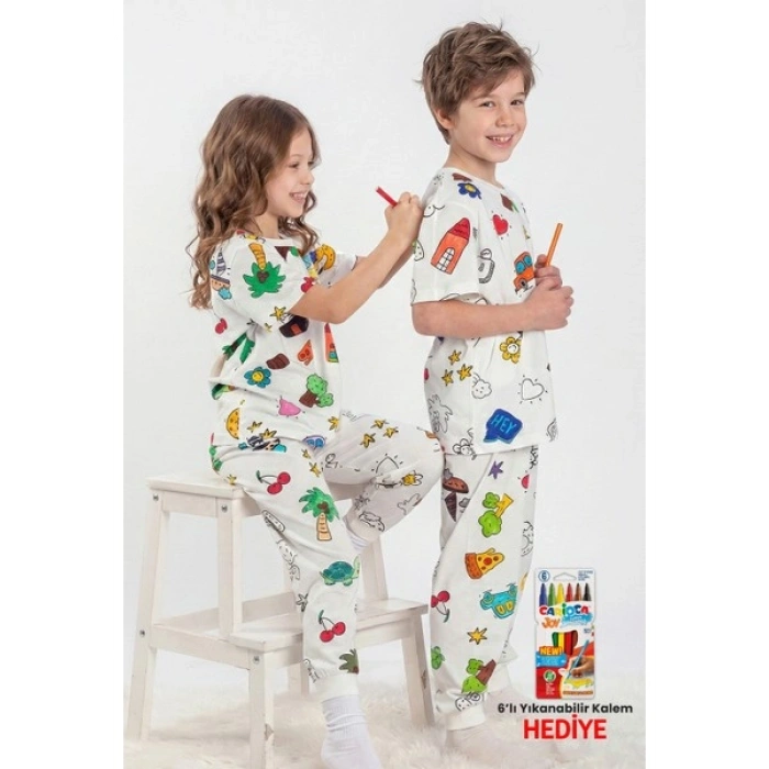 Carioca Boyanabilir Pijama 4-5 Yaş -Keçeli Kalem Hediyeli