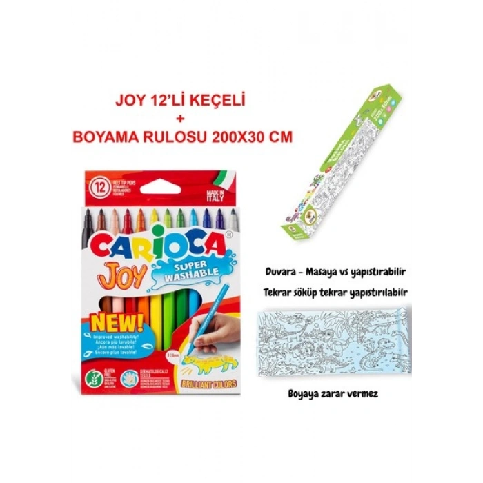 Carioca Joy Boyama Seti Dinazor (Joy Keçeli 12li + Lino Age Of Dınosaurs 200X30)