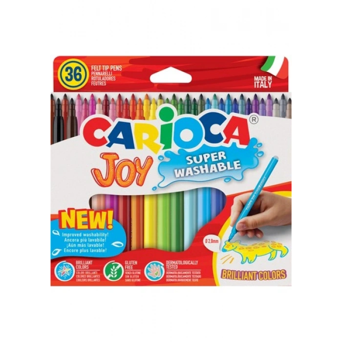 Carioca Joy Süper Yıkanabilir Keçeli Boya Kalemi 36lı Renkli ve Kolay Temizlenebilir
