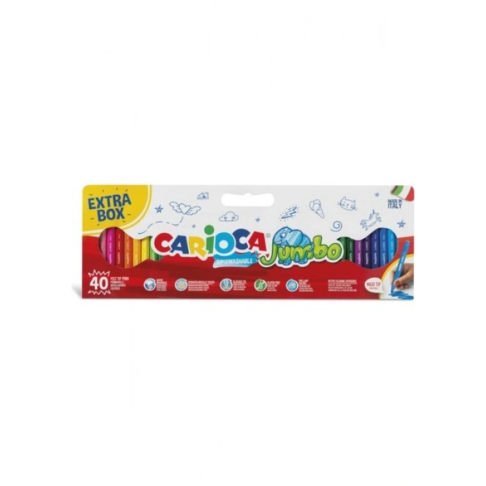 Carioca Jumbo Süper Yıkanabilir Keçeli Boya Kalemi 40lı