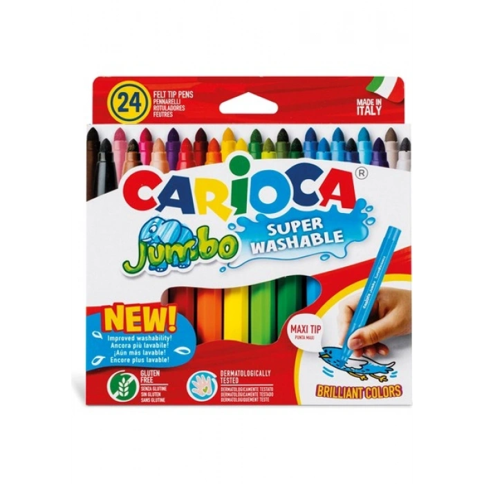 Carioca Jumbo Yıkanabilir Keçeli Boya Kalemi 24Lü