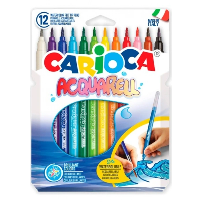 Carioca Keçeli Boya Kalemi Acquarell Fırça Uçlu 12 Renk 42747