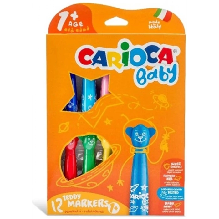 Carioca Keçeli Boya Kalemi Teddy Jumbo Bebek Süper Yıkanabilir 12Renk