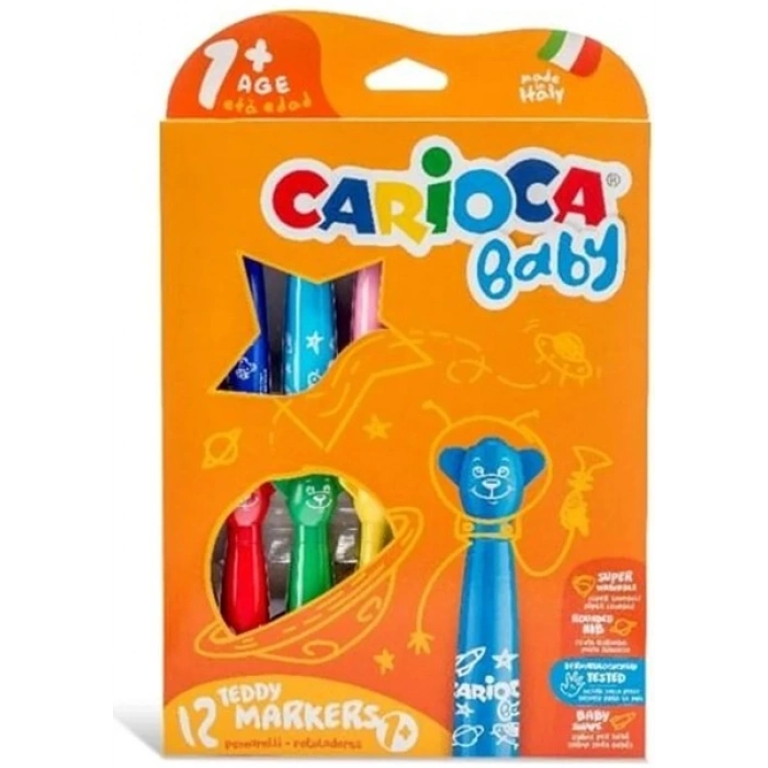 Carioca Keçeli Boya Kalemi Teddy Jumbo Bebek Süper Yıkanabilir 12Renk